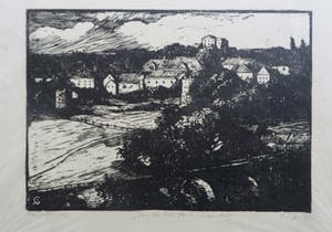 Salomon Garf - Gezicht op Boullion,Stad in Luxemburg en portret van een boer kopen? Bied vanaf 15!