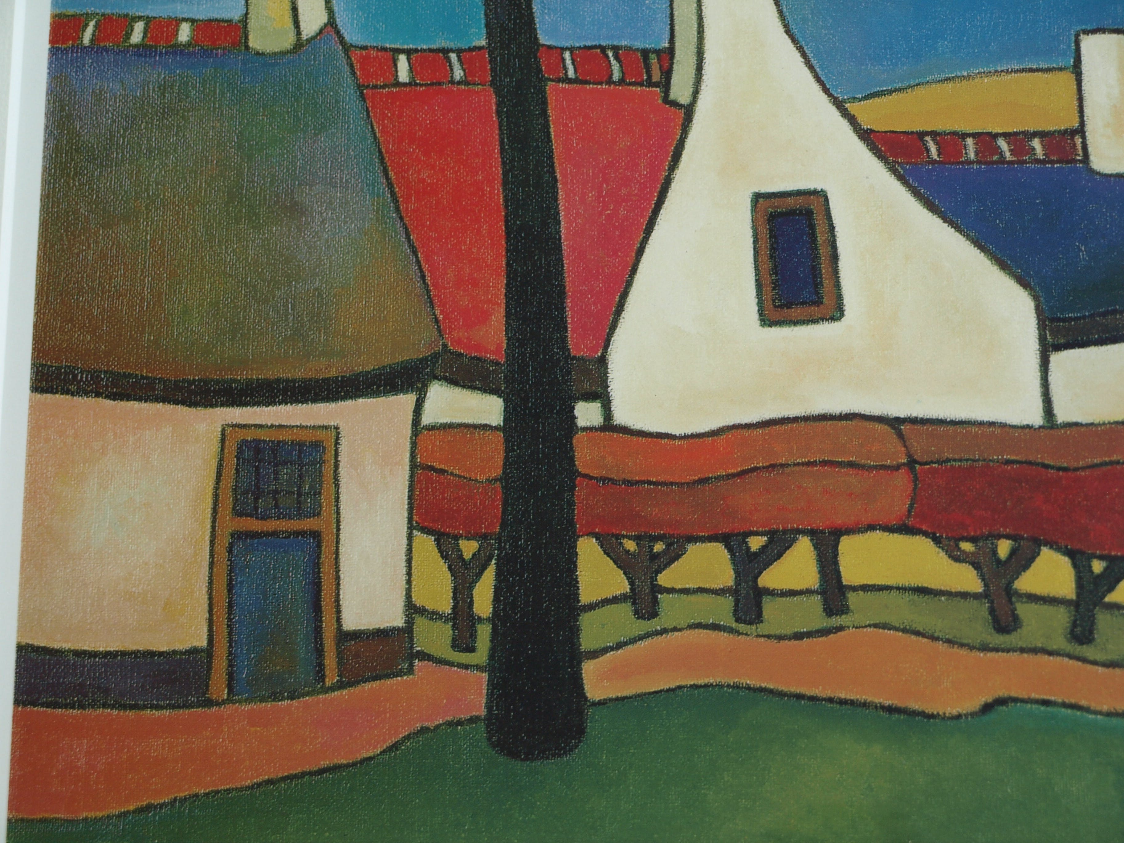 Toon Tieland - Handgesigneerde prent , “Rode bomen” - ingelijst – ca 1990 kopen? Bied vanaf 1!