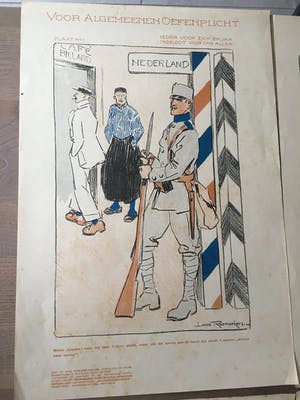 Louis Raemaekers - Collectie strijdplaatjes voor 'Voor Algemeenen Oefenplicht' kopen? Bied vanaf 60!