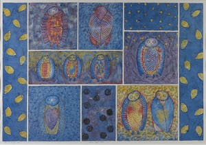 Ans van Dijk - Zeefdruk, Wise Owl Men - Ingelijst kopen? Bied vanaf 20!