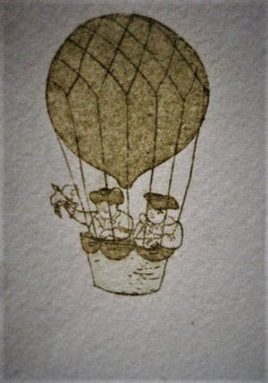 Yvonne de Jonge-Melly - Knappe, in zeer kleine oplage gemaakte Kleuren Ets "Clown en Luchtballon" kopen? Bied vanaf 19!