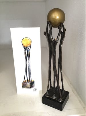 Corry Ammerlaan - Sculptuur “ GEBUNDELDE SAMENWERKING “. Gesigneerd kopen? Bied vanaf 1!