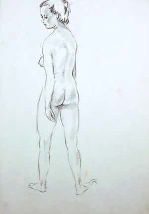 Jan Sluijters (jr.) - Tekening, Staand naakt verkocht voor € 1!