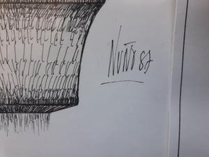 Niet of onleesbaar gesigneerd - Nuno, 1987. Venster met planten. kopen? Bied vanaf 1!