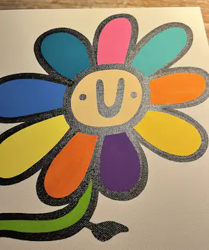 Kev Munday - Kev Munday schilderij – Dancing Flower – Origineel & gesigneerd – Met COA kopen? Bied vanaf 400!