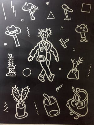 Karel Meijers - Abstract figuur - Zeefdruk, Ingelijst kopen? Bied vanaf 20!