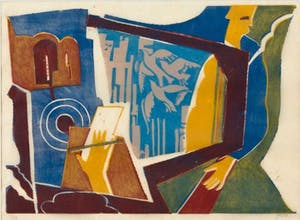 Selma Berkelaar - Lino op rijstpapier, Oproep - Ingelijst kopen? Bied vanaf 20!