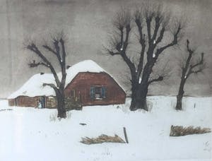 Tjeerd Bottema - C4715-1, Wintergezicht bij Laren, de hut van Mie kopen? Bied vanaf 125!