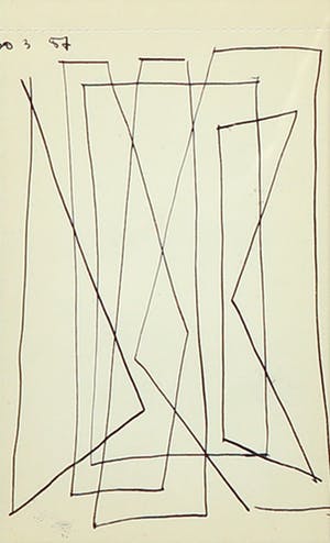 Siep van den Berg - Lot van twee inkttekeningen, Abstracte compositie - Ingelijst kopen? Bied vanaf 35!