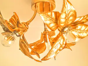 Willy Daro - Deckenlampe Messing vergoldet mit Blumenmuster für Massive 1970er Jahre kopen? Bied vanaf 300!