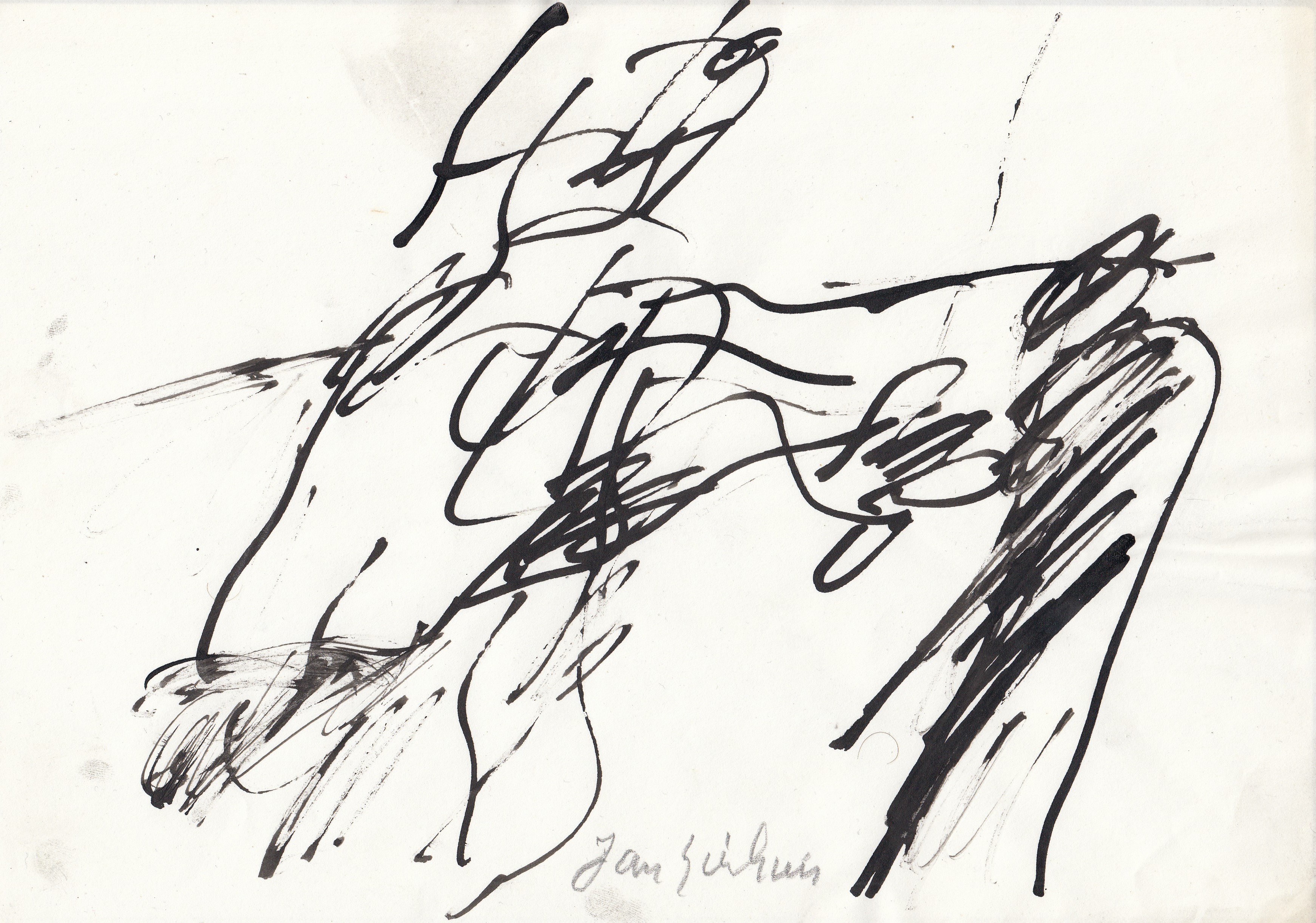 Jan Sierhuis - Inkt op papier - Abstracte Kompositie kopen? Bied vanaf 1!