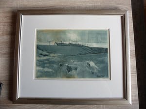 Theo Ros - Ets, Titel, "Schapenkudde". kopen? Bied vanaf 25!