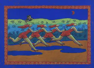 Jacques Tange - Pastel op papier, Running for Paris - Ingelijst kaufen? Bieten Sie von 1!