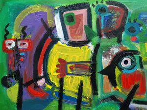 Jasper Banen - Acrylverf op doek , Optocht – 2005 – Groot , 50 x 150 cm kopen? Bied vanaf 325!
