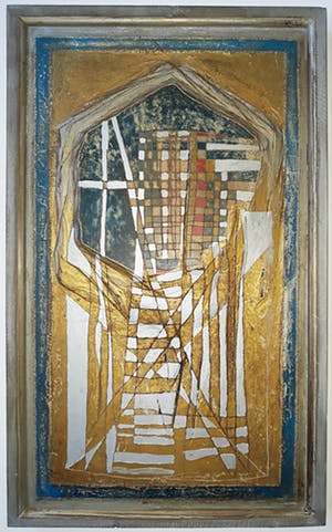 Wessel Dijkstra - Geometrisch abstract compositie, olieverf op 3D sculptuur (ingelijst) kopen? Bied vanaf 125!