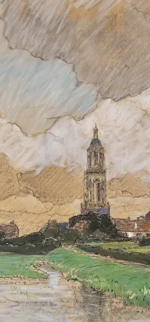 Buy Derk Wiggers - Pastel Gezicht op Rhenen met de Cuneratoren 1898? Bid from 150!