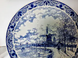 Chemkefa - Wandteller Keramik Delft Blauw Winterlandschaft nach F.J. du Chattel 70er Jahre kopen? Bied vanaf 98!