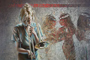 Poen de Wijs - Olieverf op Doek / Concertino Nakht Thebe kopen? Bied vanaf 2000!