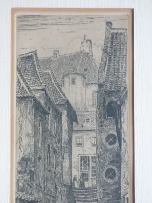 Eugene Lucker - Nijmegen, Proosthof, met gezicht op de Commanderie - Ets kopen? Bied vanaf 150!