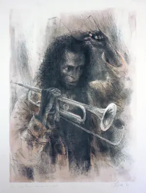 Piet Klaasse - Litho, Lot van 11 litho's muzikanten & paarden kaufen? Bieten Sie von 90!