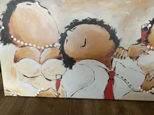 Theo Broeren - Glicée met acryl op doek ‘Chique in het smal’ (GROOT) kopen? Bied vanaf 100!