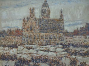 Alfons Blomme - STADHUIS MIDDELBURG / OLIEVERF / 76x83cm / KADER / SIG kopen? Bied vanaf 245!