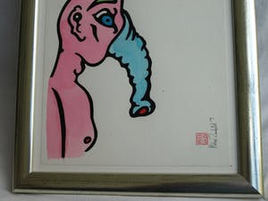Pieter Zandvliet - Aquarel / Tekening, “Olifantman” – gesigneerd en ingelijst – 2009 kopen? Bied vanaf 35!