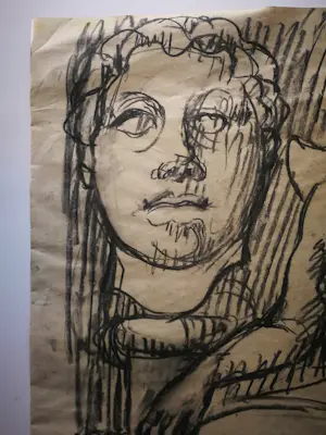 Rob Aussen - Naakt. Portret. Zittende vrouw. kopen? Bied vanaf 69!