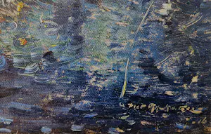 Piet Rackwitsz - Maginifiek in 1916 gemaakt pointillistisch olieverf "nachtelijk landschap" kopen? Bied vanaf 358!