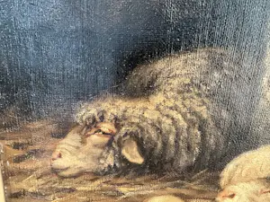 Béla Harmann - Olieverf op doek, Guitige Schapen– ingelijst – ca 1875-1899 - Uniek kopen? Bied vanaf 150!