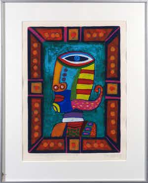 Clemens Briels - Litho, A woman, there mus be something behind it - Ingelijst verkocht voor € 50!