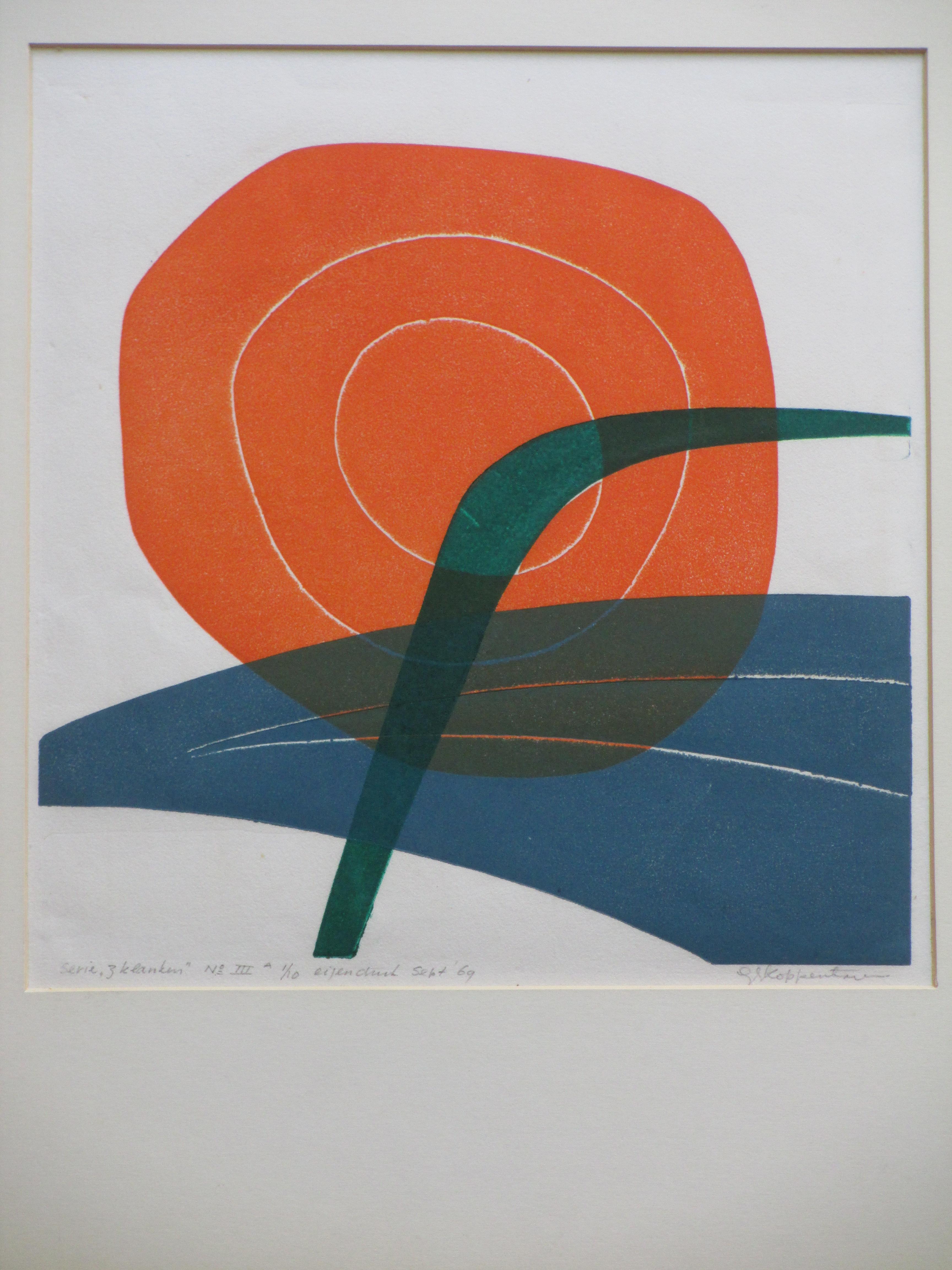 Gijsbert Jan van Koppenhagen - Serie 3 klanken, No III - Kleurenhoutsnede verkocht voor € 45!