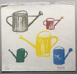 Klaas Gubbels - litho op handgeschept papier 'Gieters'- 2007 verkocht voor € 175!