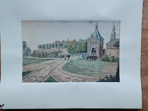 Simon van der Schans - 3 Stadsgezichten. (1881) kopen? Bied vanaf 75!