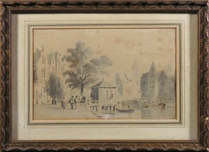 Kasparus Karsen - Aquarel, Hollands stadsgezicht kopen? Bied vanaf 100!