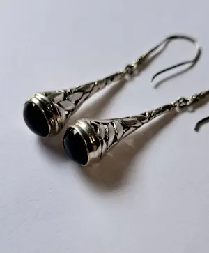 nieuwe Zilveren Byzantijnse Bungel oorbellen, met black onyx kopen? Bied vanaf 60!