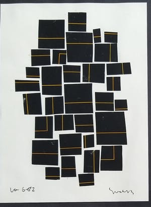 Siep van den Berg - Collage op papier met Rode lijn kopen? Bied vanaf 140!