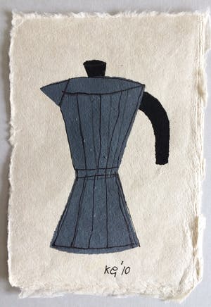 Klaas Gubbels - gemengde techniek op papier ‘Bialetti’. kopen? Bied vanaf 250!