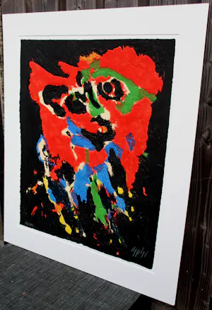 Karel Appel - Ingelijste carborundum ets op papier: "Vliegende duivel" - 1976 kopen? Bied vanaf 1995!