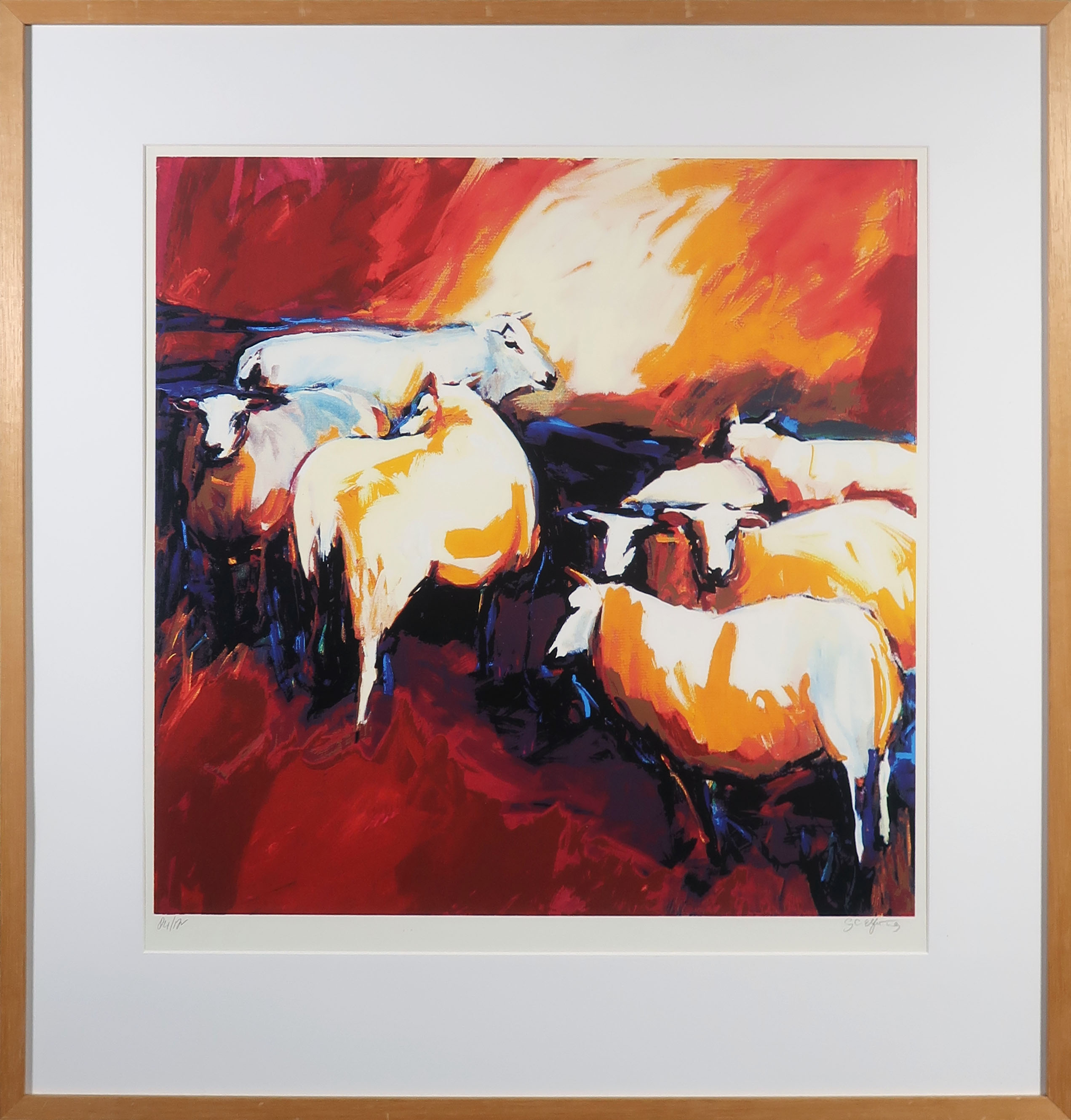 Gerda Elfring - Zeefdruk, Schapen - Ingelijst kopen? Bied vanaf 40!