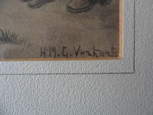 Herman Verkerk - Gemende techniek, Visserman met kind. kopen? Bied vanaf 25!