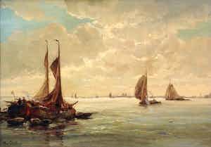 Nico. Cevat - C583 Zeegezicht met schepen verkocht voor € 500!