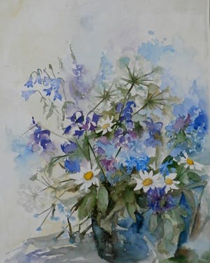 Paul de Vries - Aquarel: bloemen- 1991 kopen? Bied vanaf 150!