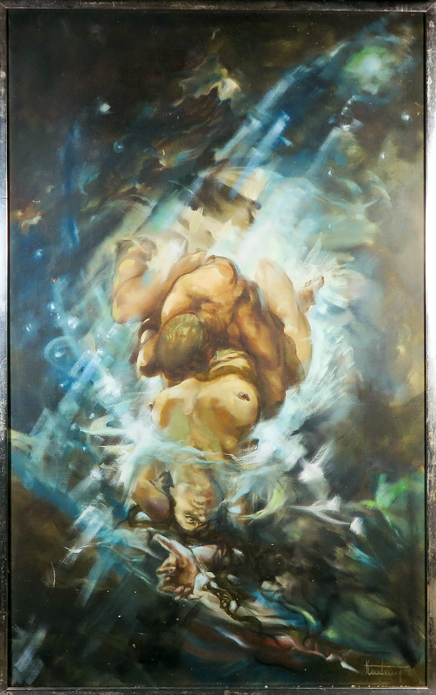 Roger Thalamy - Olieverf op doek, Galaxie - Ingelijst verkocht voor € 1!