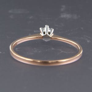 14K Goud - rood- en witgouden ring bezet met diamant - ringmaat 16 (50) kopen? Bied vanaf 55!