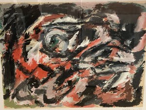 Theo Wolvecamp - Liggende compositie met ogen met nieuwe lijst kopen? Bied vanaf 220!