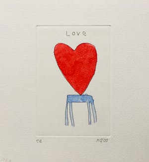 Klaas Gubbels - ets met aquarel ingekleurd ‘Love’ - 2000 kopen? Bied vanaf 225!