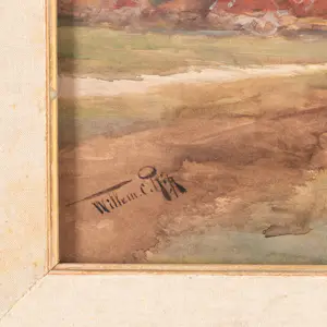 Willem Rip - Zonsondergang bij Hollands dorp kopen? Bied vanaf 500!