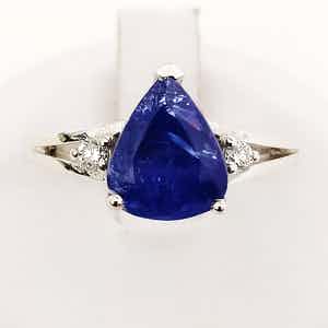18 kt. White gold - Ring - 3.06 ct Tanzanite - Diamond verkocht voor € 480!