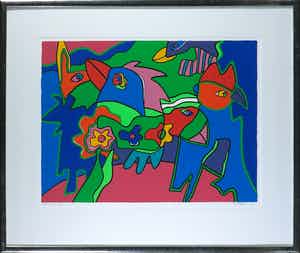 Marianne Naerebout - Zeefdruk, The big day - Ingelijst verkocht voor € 100!